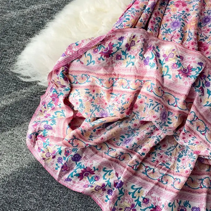 Women’s Retro Floral Long Jalabiya | جلابية نسائية طويلة بنقشة زهور