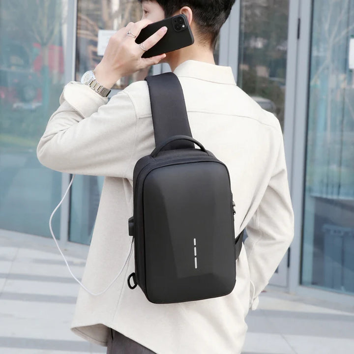 Men’s Anti-Theft USB Chest Bag | حقيبة صدر رجالية مضادة للسرقة مع USB