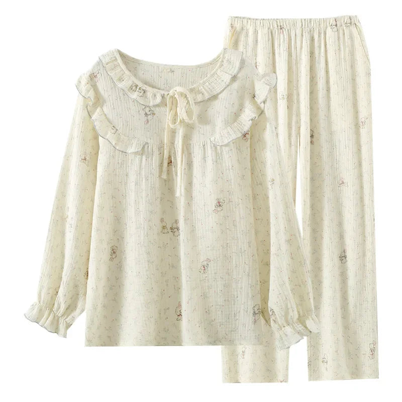 Women’s Cotton Pajama Set & Nightdress | بيجامة وجلابية قطنية للبيت - Floral