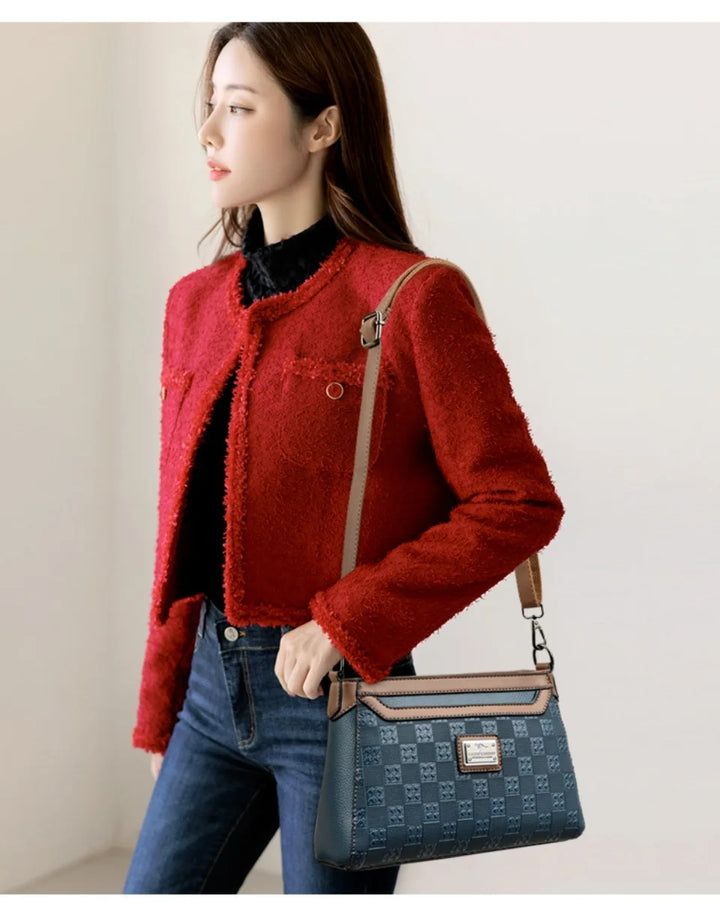Women’s Plaid Shoulder Crossbody Bag | حقيبة نسائية بنقشة مربعات