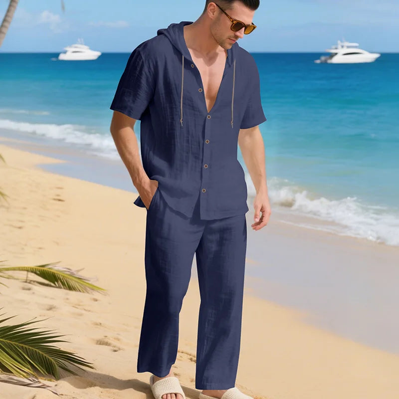 Men’s Summer Beach Set | Casual Short Sleeve Shirt & Shorts Outfit