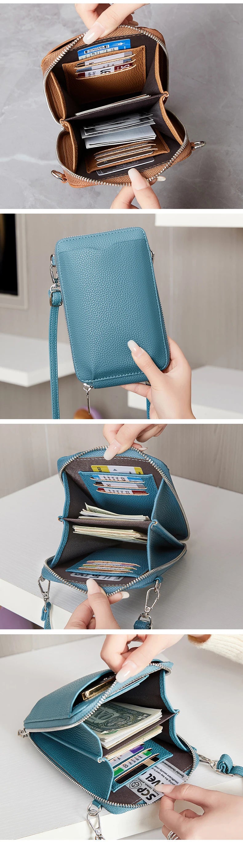 Women’s Multi-Function PU Phone Crossbody Bag | حقيبة هاتف نسائية متعددة الاستخدامات