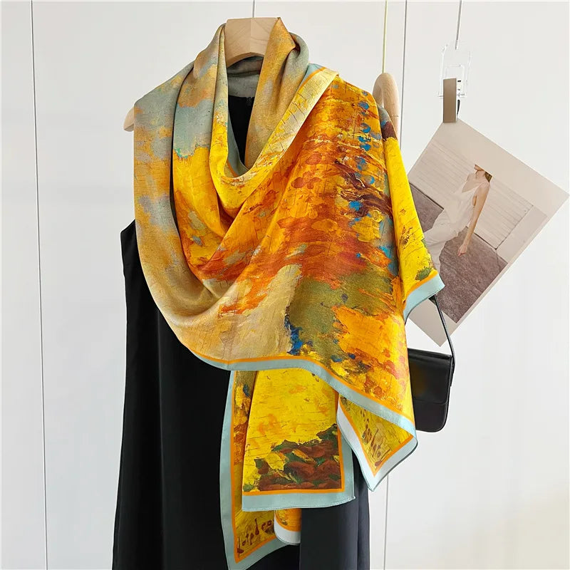 Women’s Pure Silk Shawl | Elegant Printed Long Drape