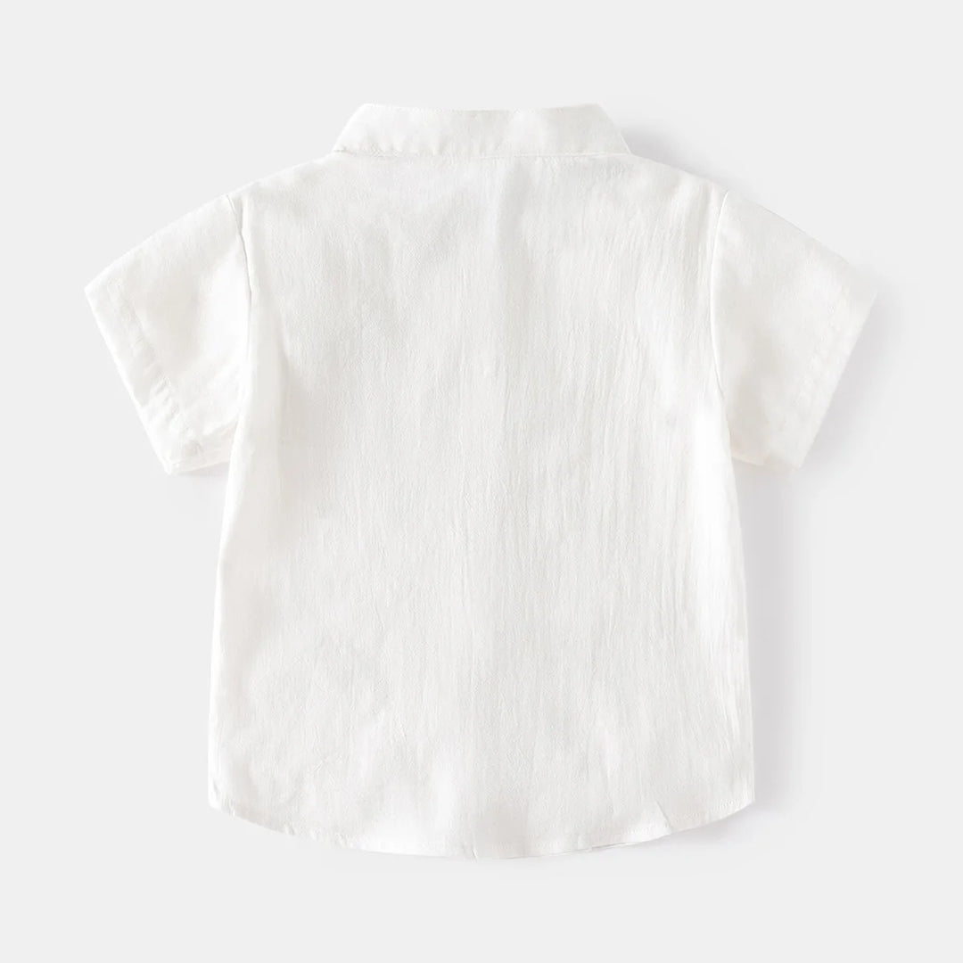 Boys’ Cotton Mandarin Collar Shirt 2–6 Years | قميص أولاد قطني بياقة ماندارين لعمر ٢–٦ سنوات
