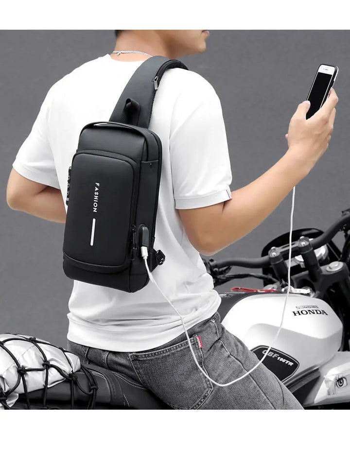 Men’s Anti-Theft Oxford Sling Chest Bag | حقيبة صدر رجالية أكسفورد مضادة للسرقة