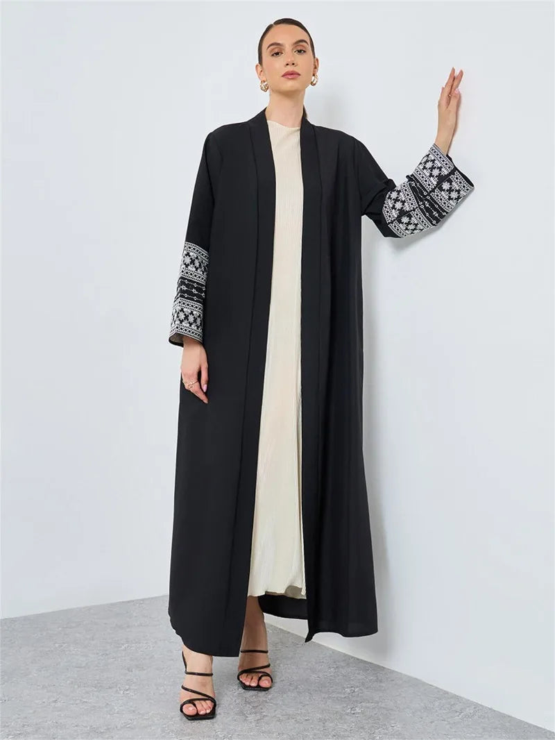 Women’s Open Abaya | Elegant Belted Cuff Detail Design