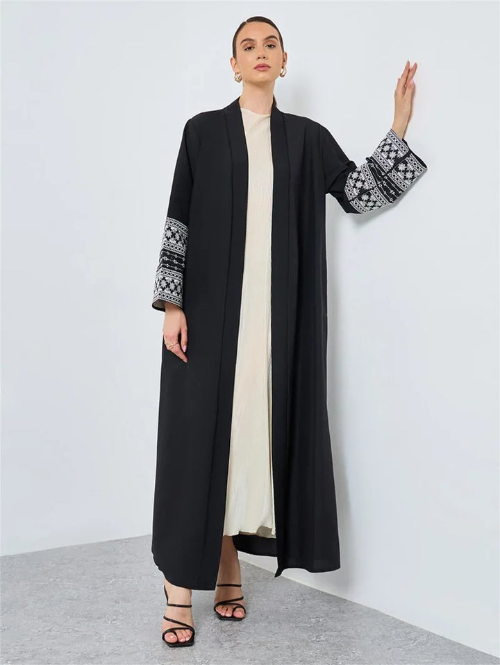 Women’s Open Abaya | Elegant Belted Cuff Detail Design