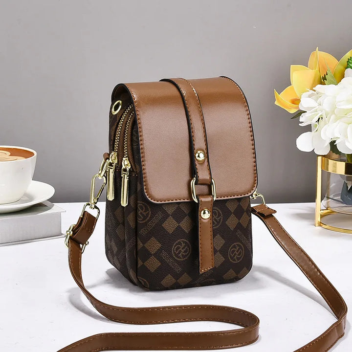 Women's Plaid Crossbody Phone Bag | حقيبة هاتف نسائية كروس بودي بنقشة مربعات