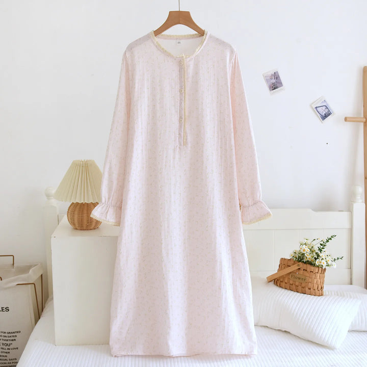 Women’s Double Gauze Cotton Nightgown | جلابية قطنية صيفية للبيت - Floral