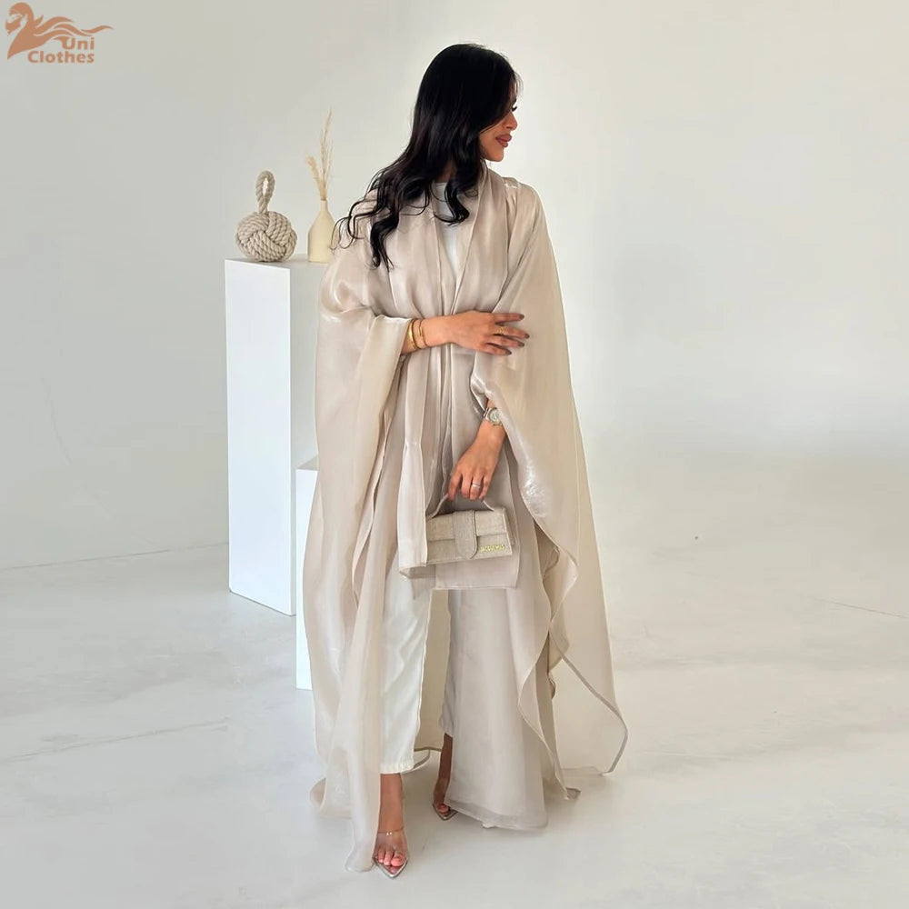 Abaya Open Front Satin Elegant Modest