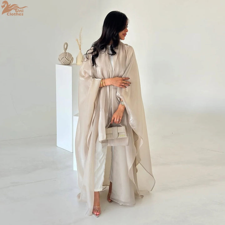 Abaya Open Front Satin Elegant Modest