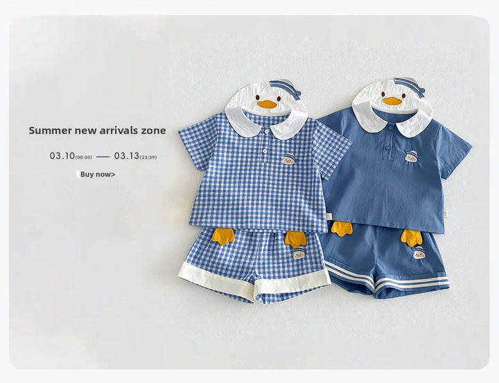 Baby Boys’ Breathable Shirt & Shorts Set 1–3Y | طقم طفل خفيف بقميص وشورت لعمر ١–٣ سنوات