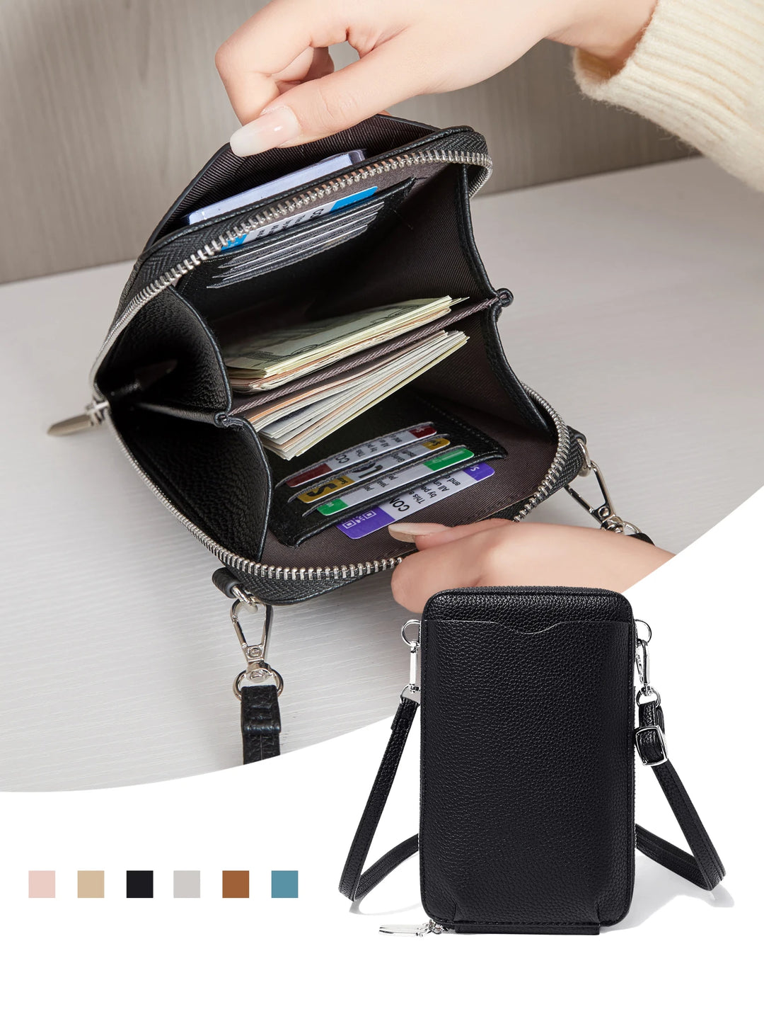 Women’s Multi-Function PU Phone Crossbody Bag | حقيبة هاتف نسائية متعددة الاستخدامات