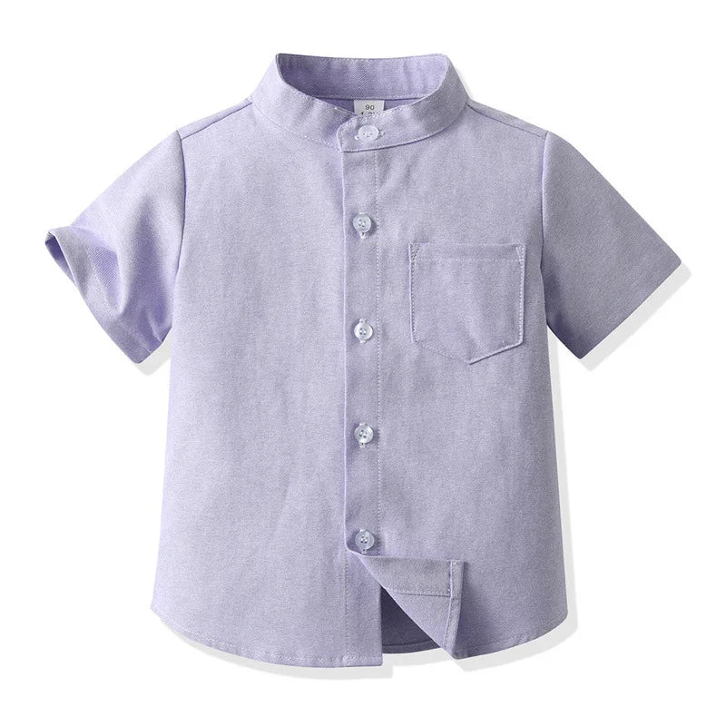 Boys’ Pure Cotton Short Sleeve Shirt 2–6 Years | قميص أطفال قطني قصير الأكمام لعمر ٢–٦ سنوات