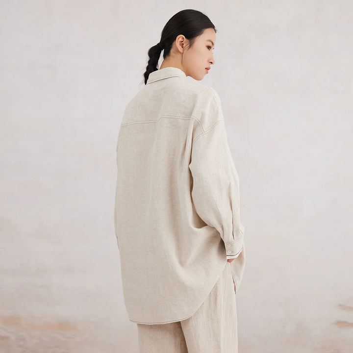 Linen Long Blouse – Minimal Elegant Loose Fit