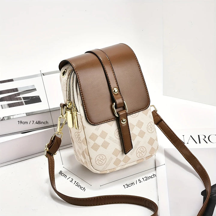 Women's Plaid Crossbody Phone Bag | حقيبة هاتف نسائية كروس بودي بنقشة مربعات