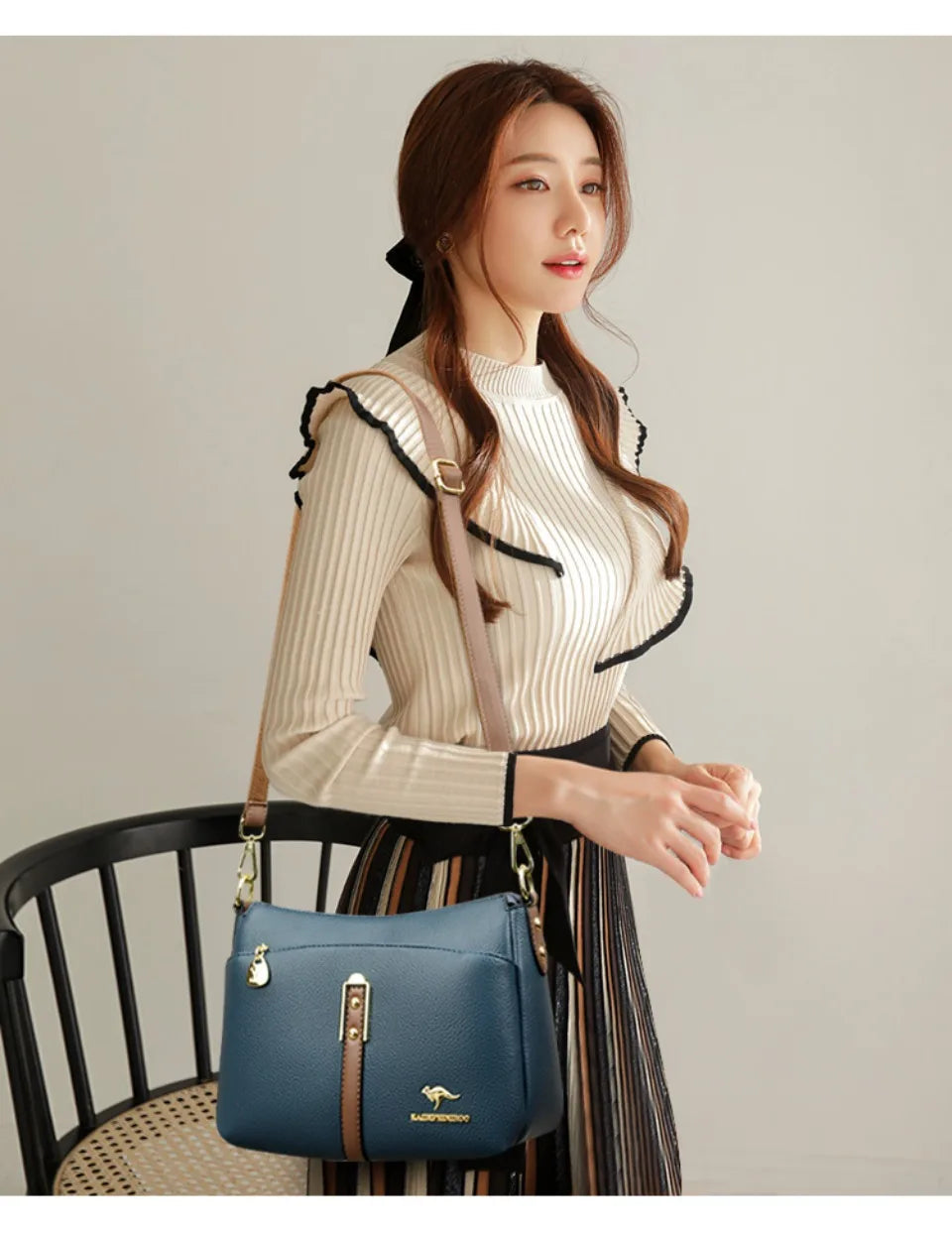 Women’s Three-Layer Shoulder Bag | Elegant Soft Crossbody