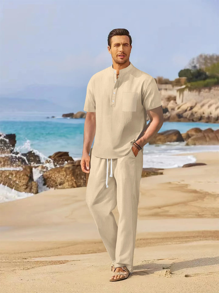 Men’s Summer Beach Set | Casual Short Sleeve Shirt & Shorts Outfit