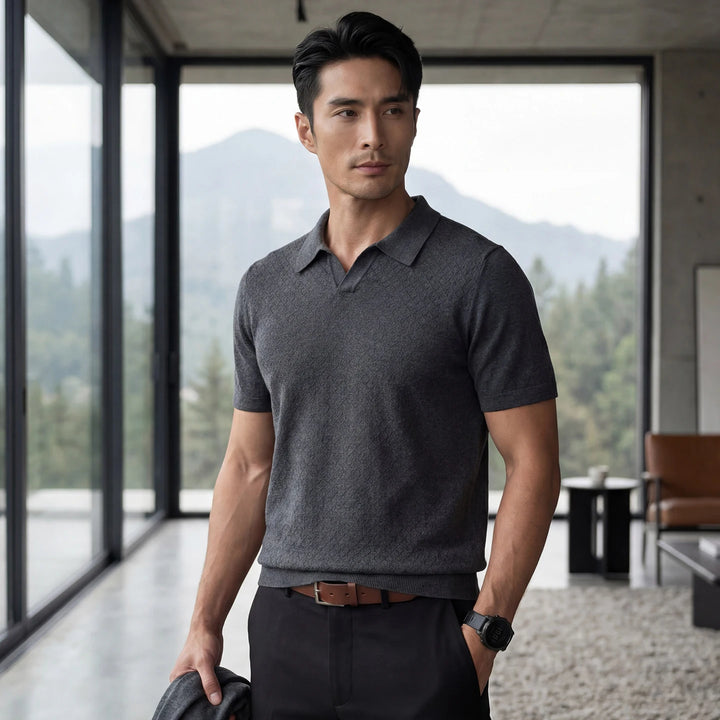 Men’s Mulberry Silk Knit Polo Shirt