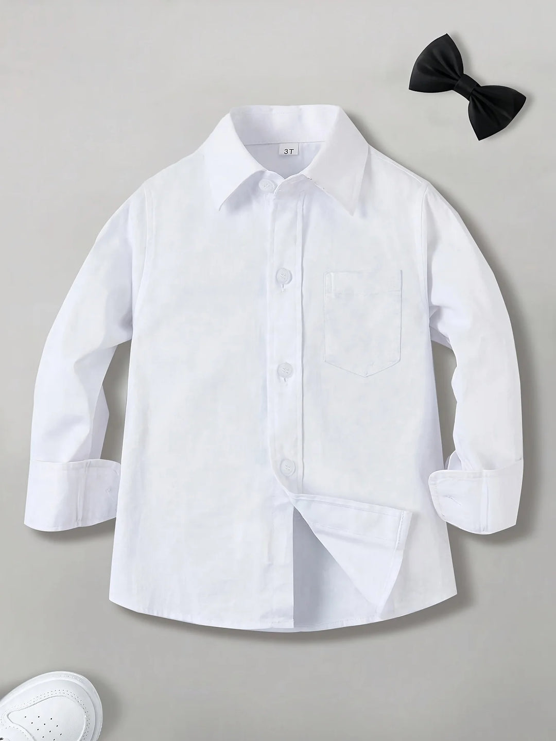 Boys’ Long Sleeve Shirt with Bow Tie 2–16 Years | قميص أولاد بأكمام طويلة وربطة عنق لعمر ٢–١٦ سنة