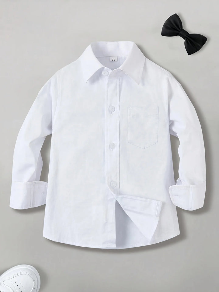 Boys’ Long Sleeve Shirt with Bow Tie 2–16 Years | قميص أولاد بأكمام طويلة وربطة عنق لعمر ٢–١٦ سنة
