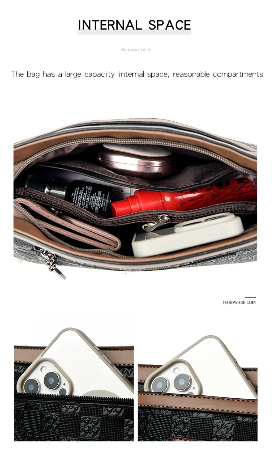 Women’s Plaid Shoulder Crossbody Bag | حقيبة نسائية بنقشة مربعات