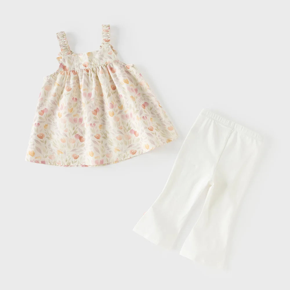 Girls Floral Sleeveless Summer Outfit Set