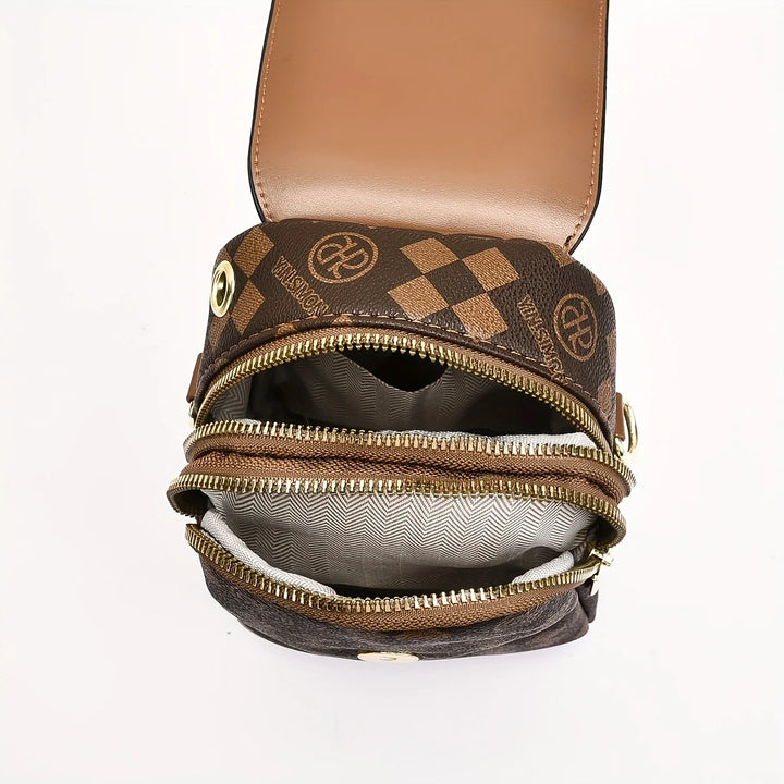 Women's Plaid Crossbody Phone Bag | حقيبة هاتف نسائية كروس بودي بنقشة مربعات