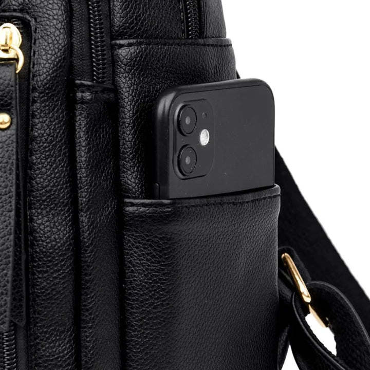 Women’s Vintage Leather-Look Backpack | حقيبة ظهر نسائية بطابع كلاسيكي