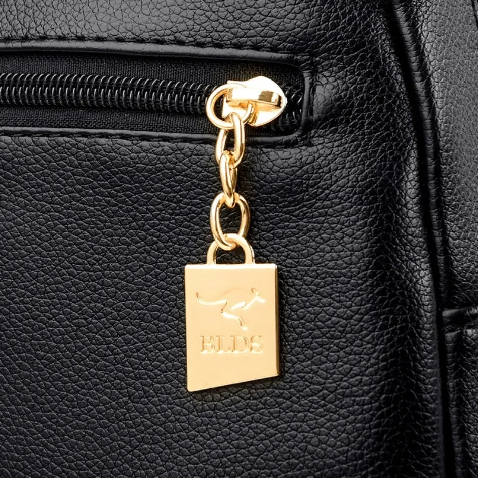 Women’s Vintage Leather-Look Backpack | حقيبة ظهر نسائية بطابع كلاسيكي