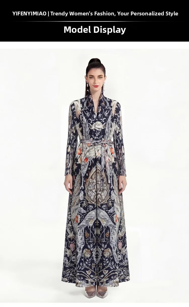 Women’s Pleated Printed Long Dress | فستان نسائي طويل بطبعات أنيقة