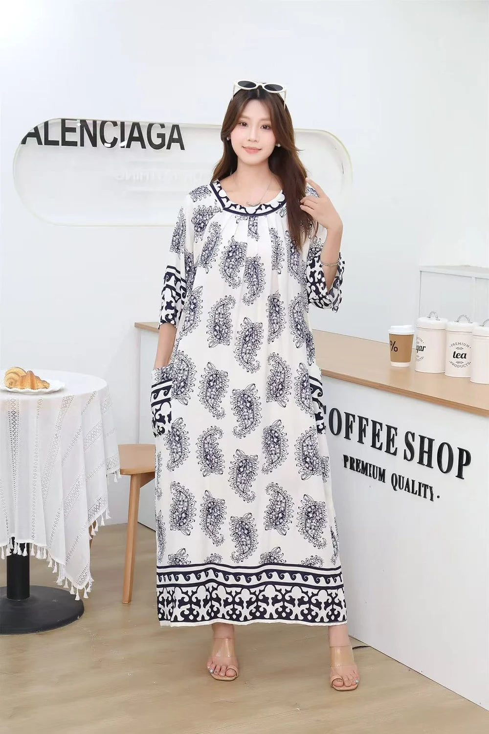 Women’s Floral Maternity Lounge Dress | فستان بيت واسع ومريح - Floral