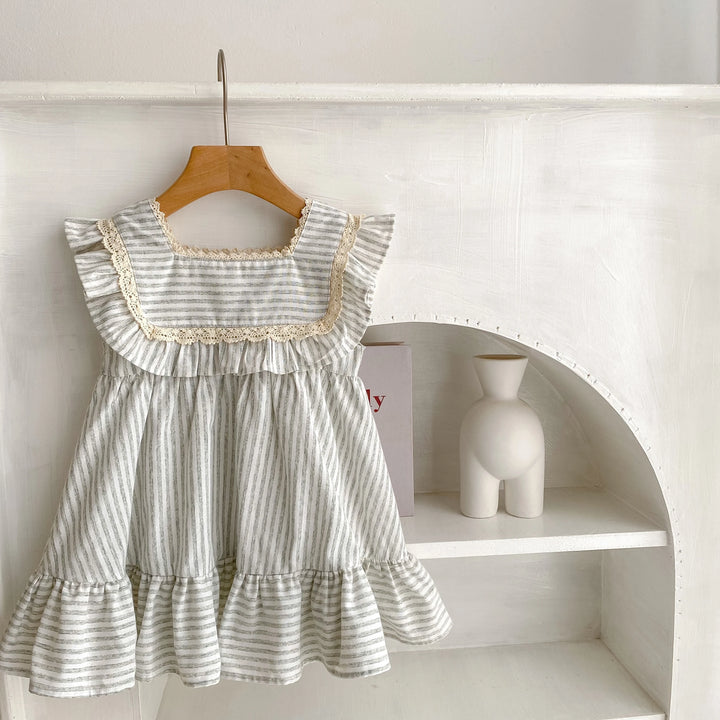 Girls Plaid Ruffle Summer Dress