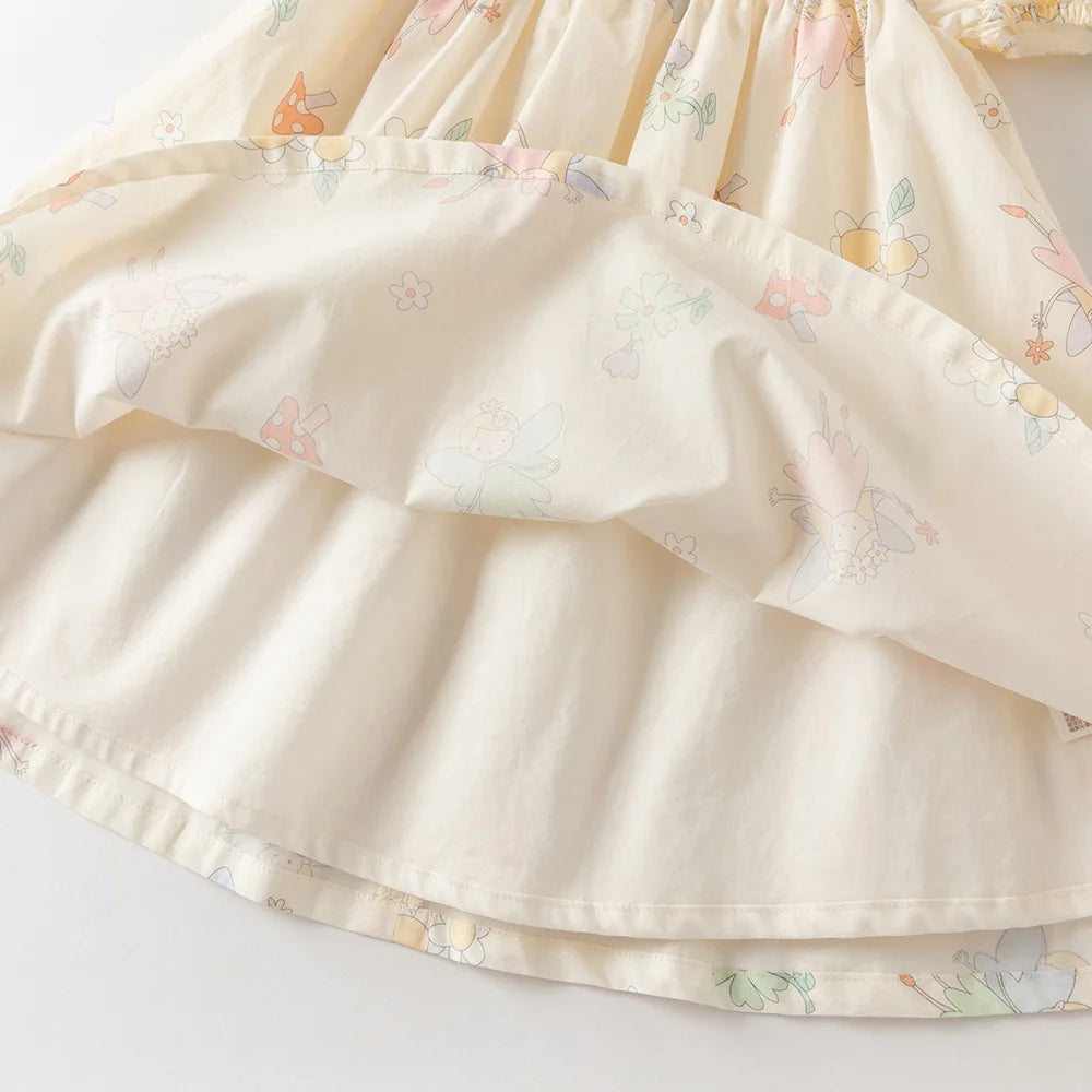 Girls Floral Print Cotton Dress