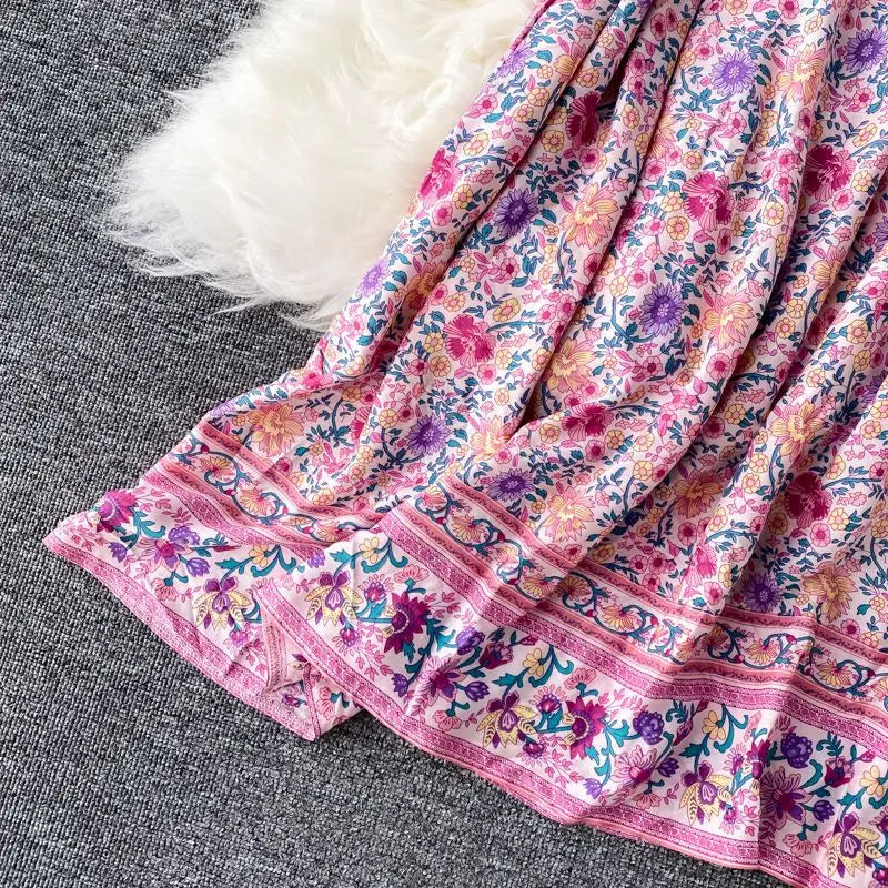 Women’s Retro Floral Long Jalabiya | جلابية نسائية طويلة بنقشة زهور