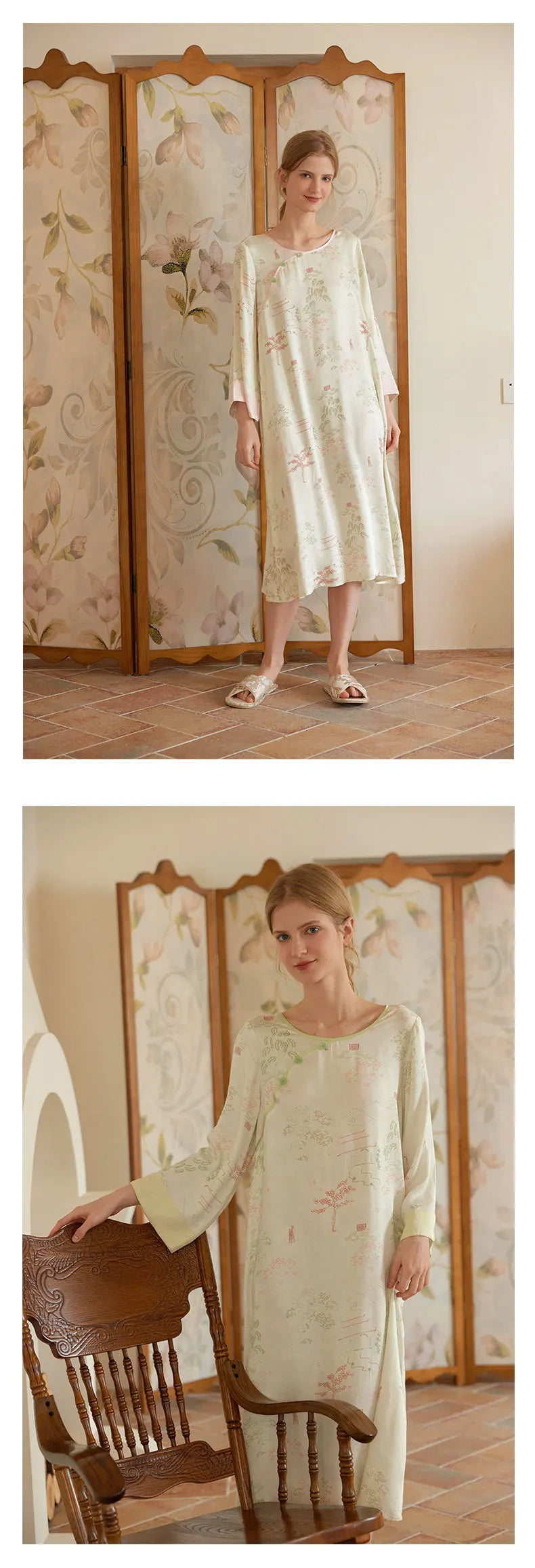 Women’s Satin Nightdress | جلابية ساتان نسائية للبيت - Retro