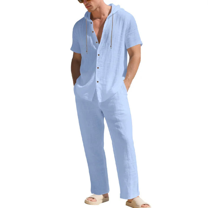 Men’s Summer Beach Set | Casual Short Sleeve Shirt & Shorts Outfit