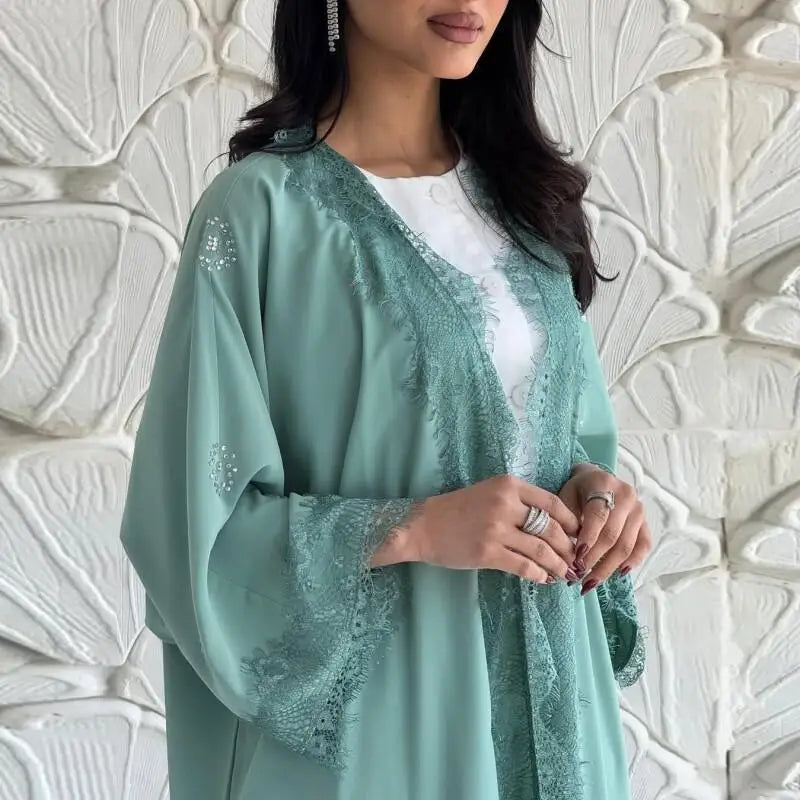 Women’s Abaya | Elegant Lace Splicing Modest Party Design
