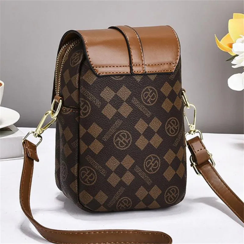 Women's Plaid Crossbody Phone Bag | حقيبة هاتف نسائية كروس بودي بنقشة مربعات