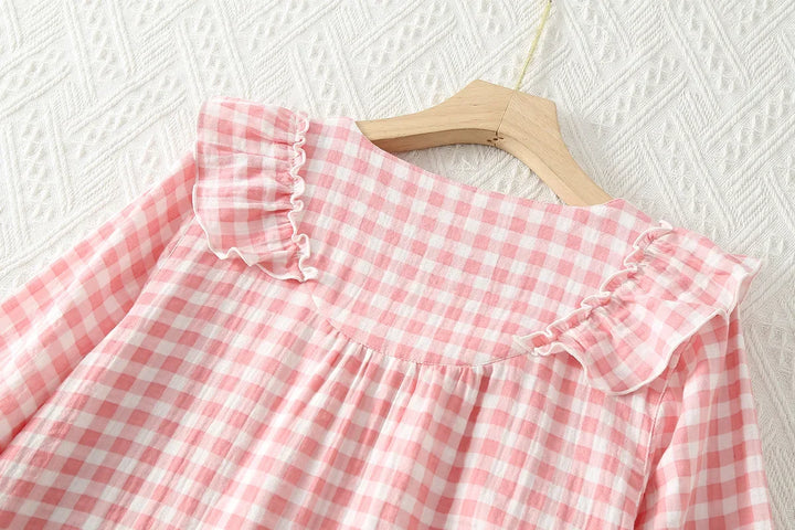 Women’s Cotton Nightgown | جلابية قطنية صيفية للبيت - Plaid