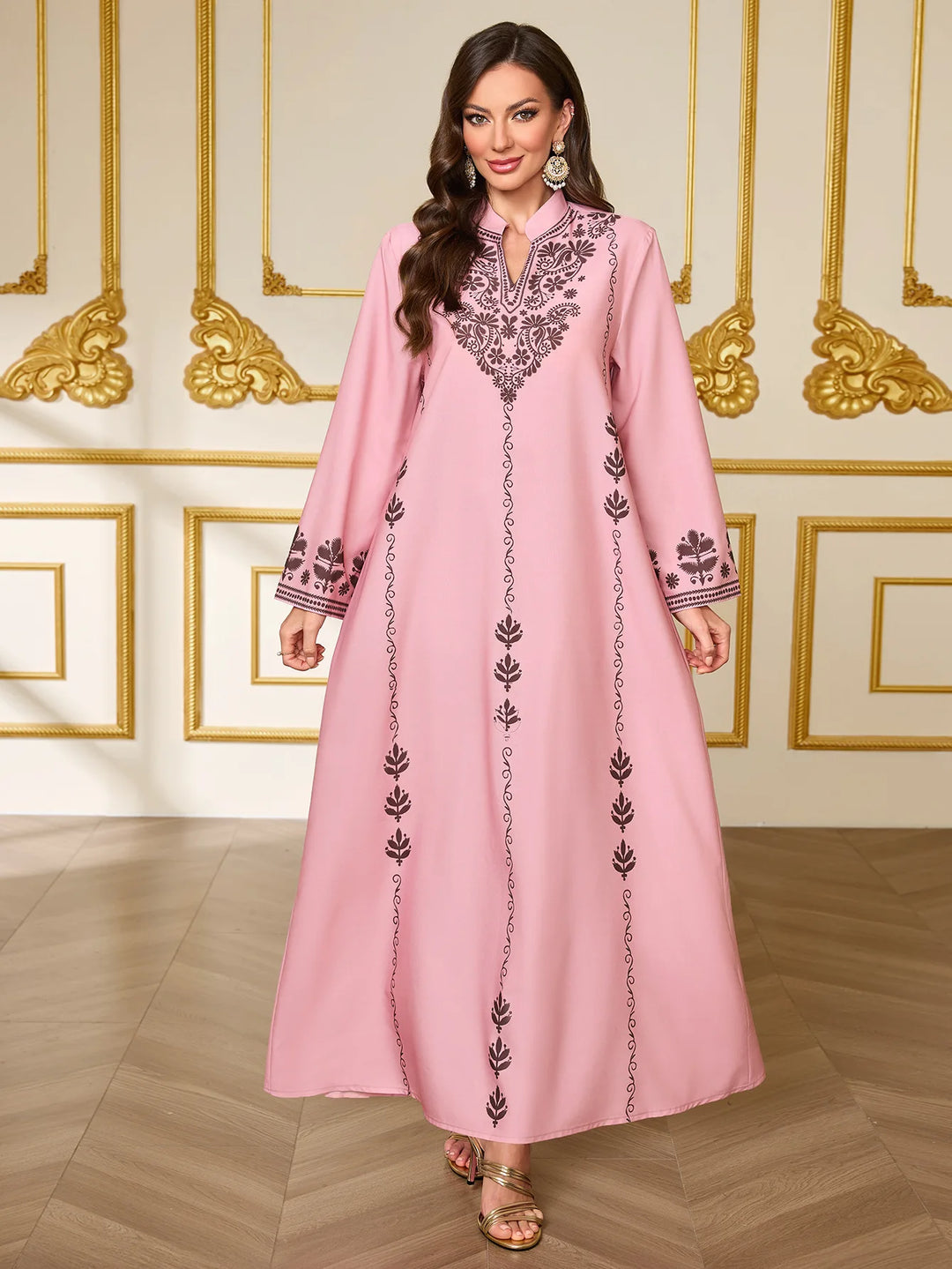 Women’s Luxe Embroidered Modest Maxi Dress | فستان طويل مطرز فاخر