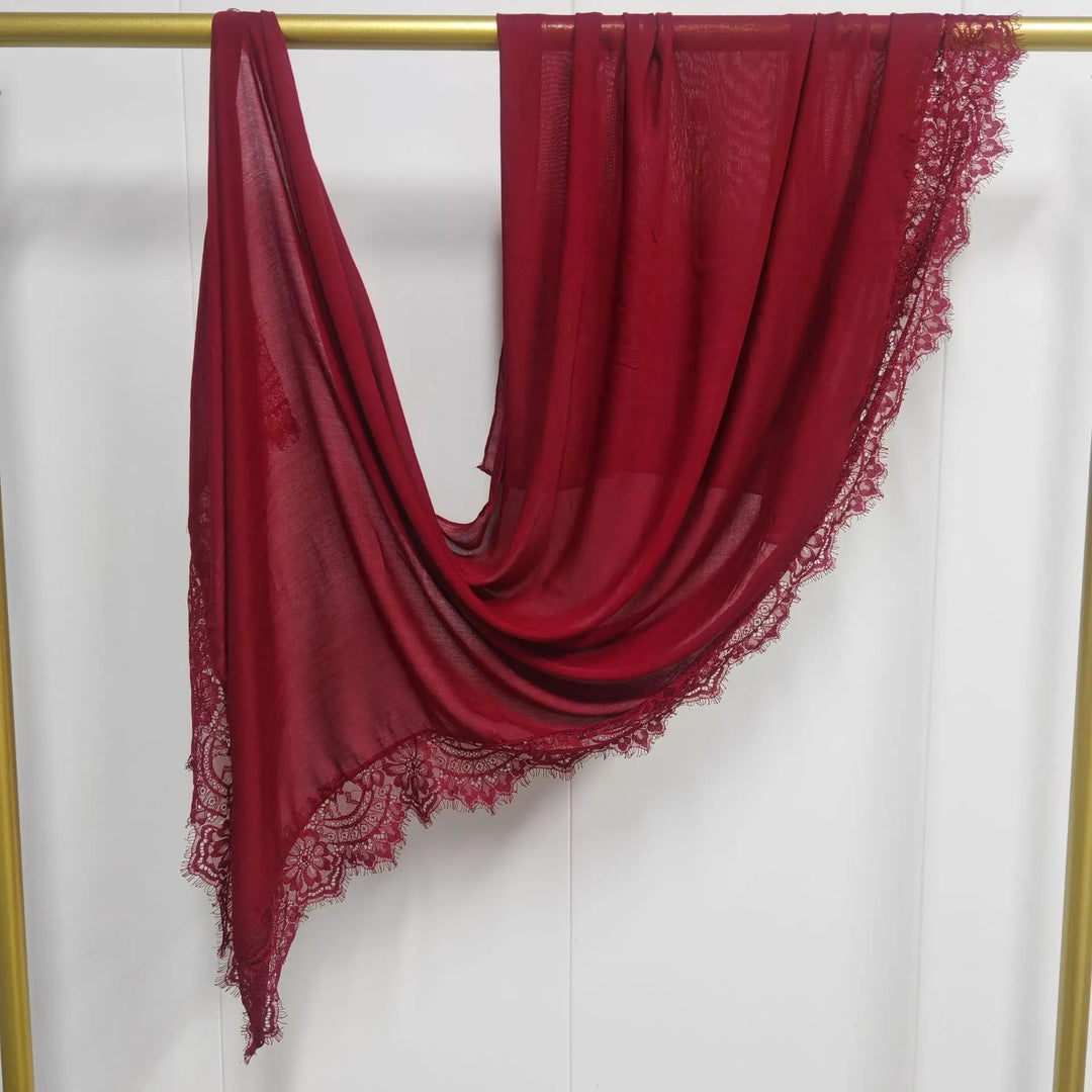 Women’s Lace Edge Hijab Scarf | Soft Everyday Drape