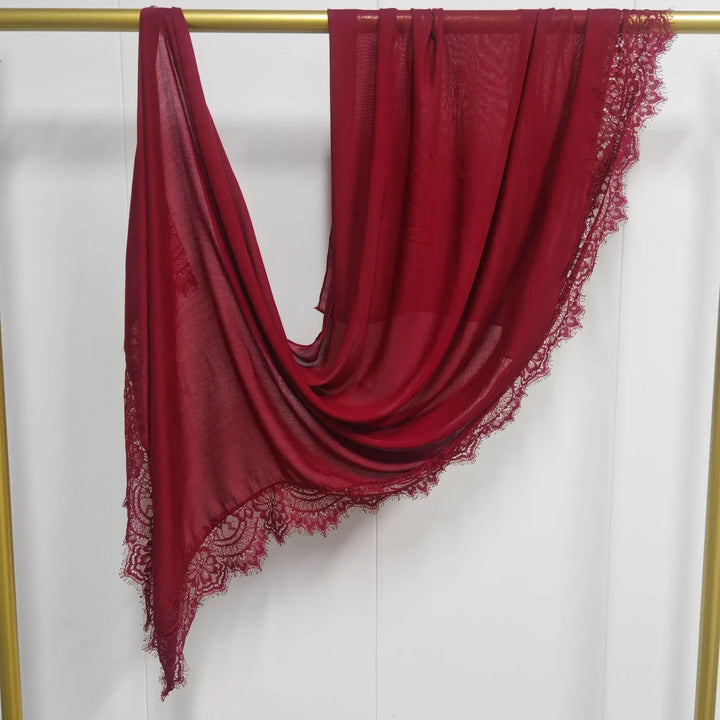 Women’s Lace Edge Hijab Scarf | Soft Everyday Drape