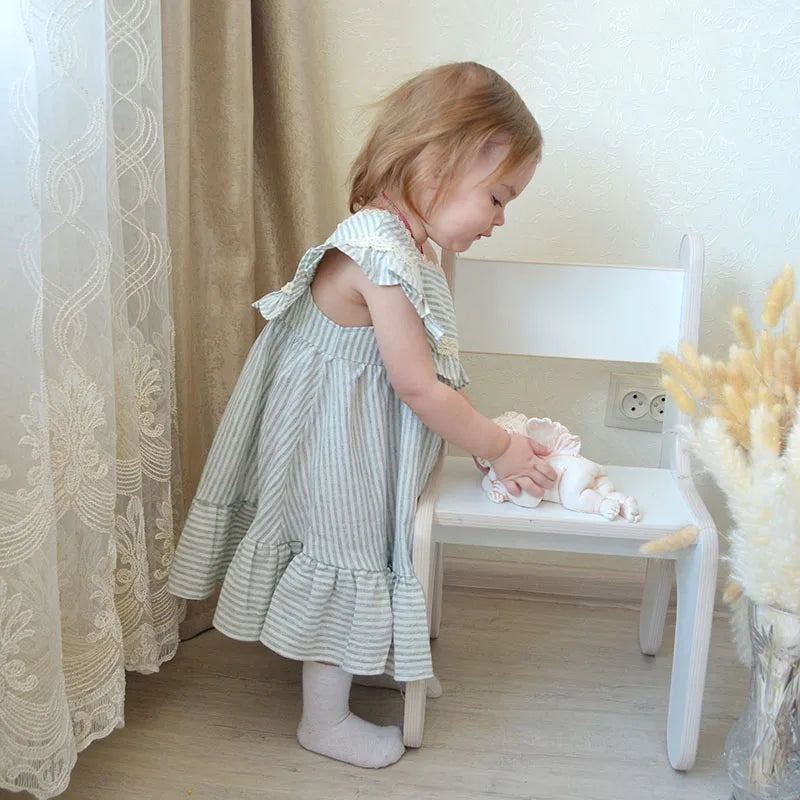 Girls Plaid Ruffle Summer Dress