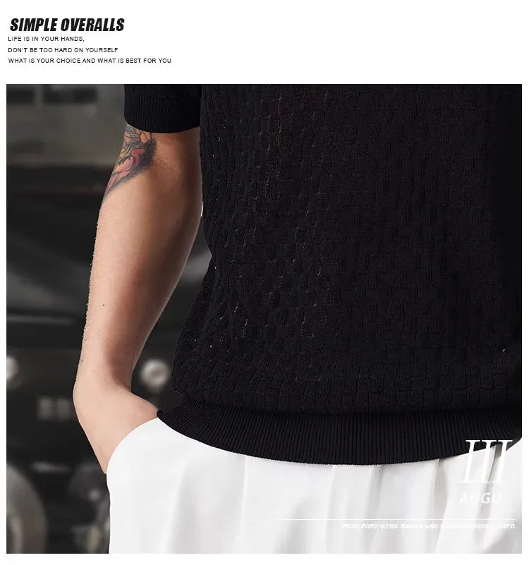 Men’s Loose Fit Knit Polo Shirt