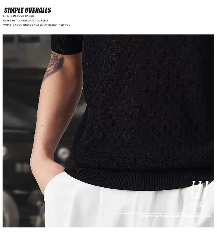 Men’s Loose Fit Knit Polo Shirt