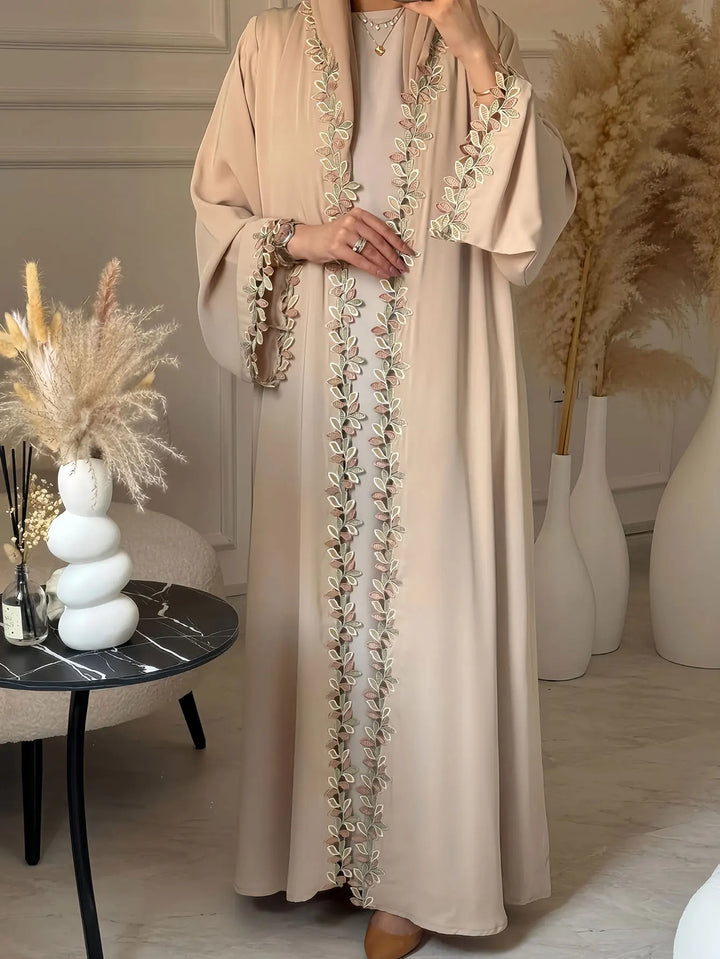 Women’s 2-Piece Abaya Set | Elegant Embroidered Modest Outfit