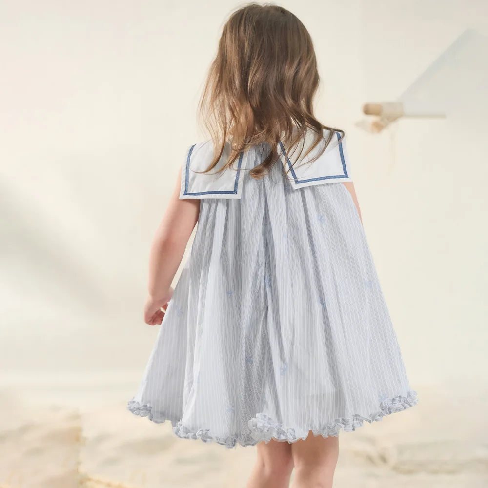 Girls Bow Print Cotton Dress