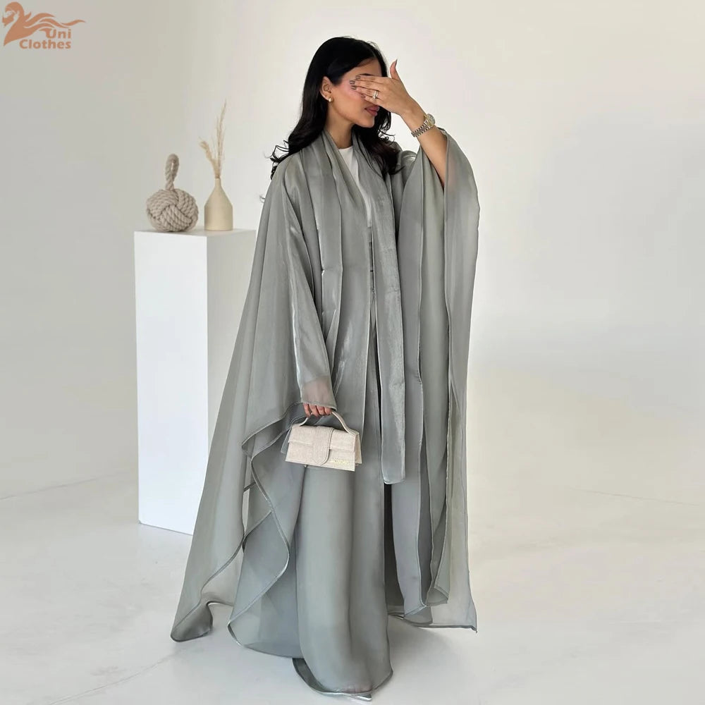 Abaya Open Front Satin Elegant Modest