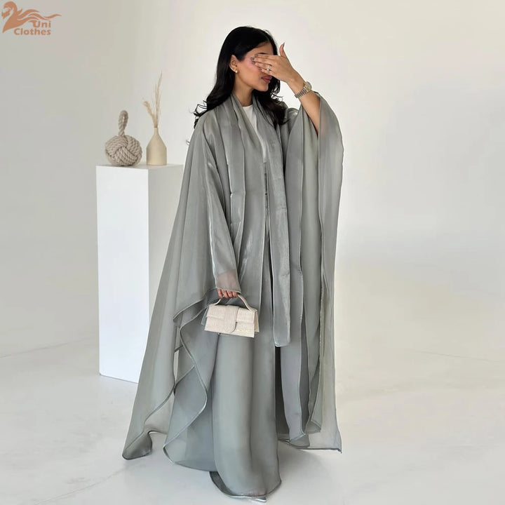 Abaya Open Front Satin Elegant Modest